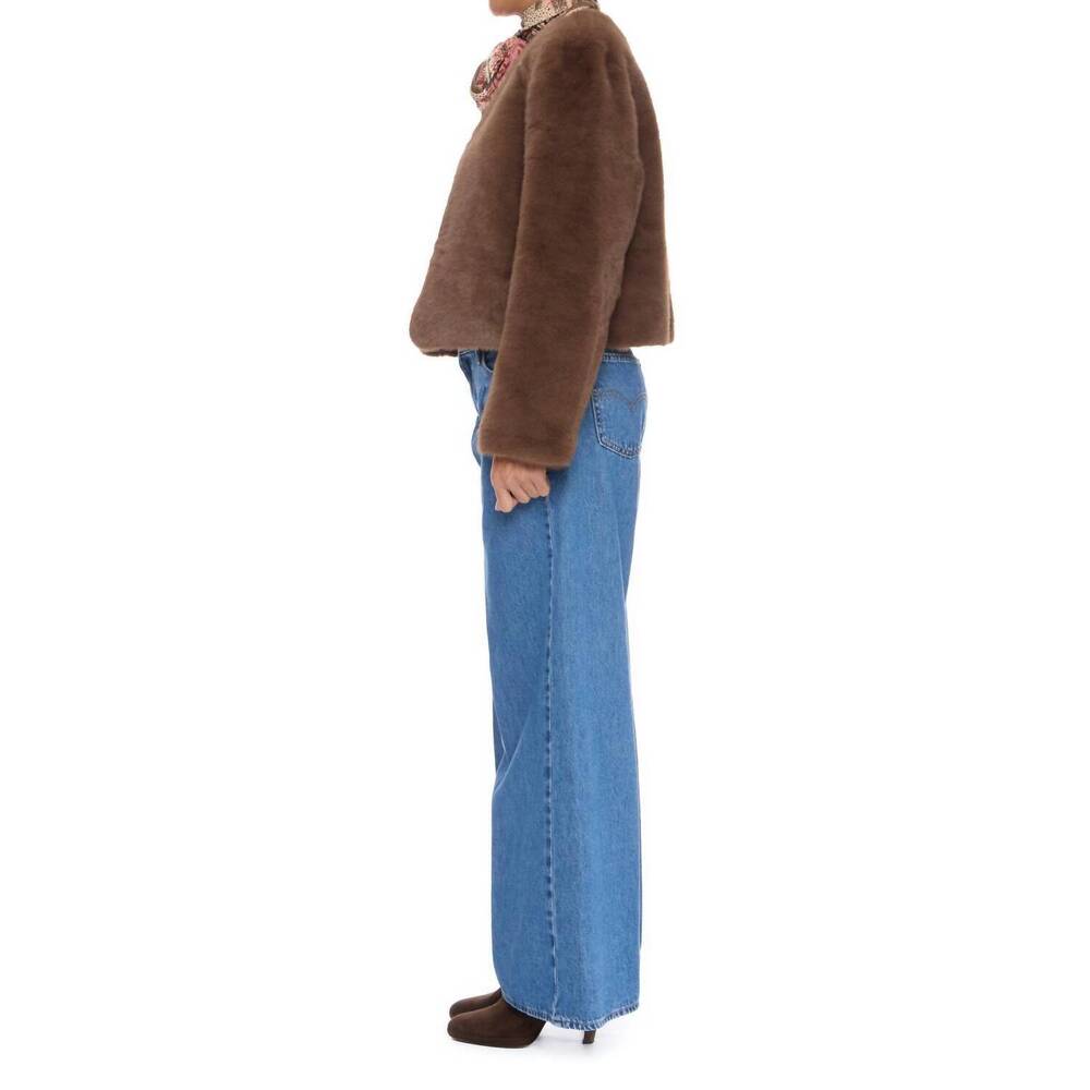 NEW LUCY PARIS plaza faux fur jacket in brown - Picture 4 of 5